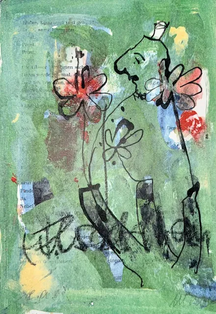 Ich kauf dir eine Blume - (Farblithographie / signiertes Blatt, "epreuves d'artiste"-Druck)