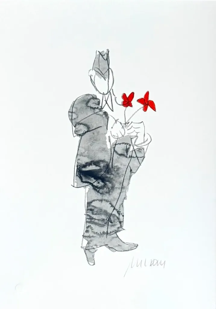 Armin Mueller-Stahl: ALLES GUTE in ROT- (Lithographie / 2013, signiertes Blatt)