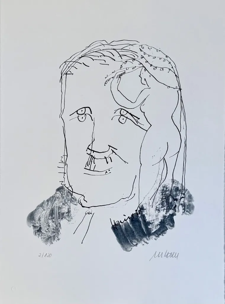 Porträt Heinrich Mann III - (Lithographie / num. u. signiertes Blatt, Auflage: 120 Ex.)