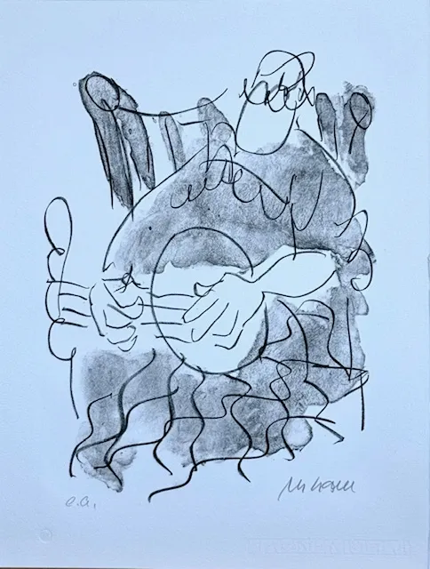 Banjospieler - (Lithographie / num. u. signiertes Blatt, Auflage: 120 Ex.)