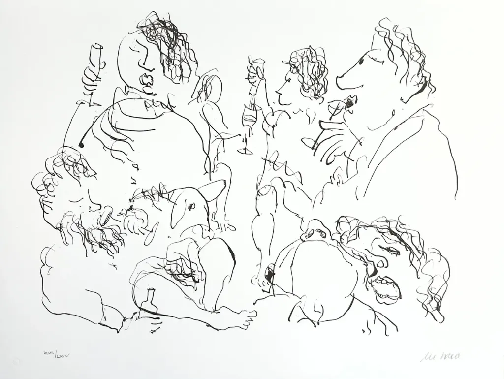 Auerbachs Keller - (Zyklus "Der Urfaust") - (Lithografie / 2003, num. u. signiertes Blatt, Auflage: 75 Ex.)
