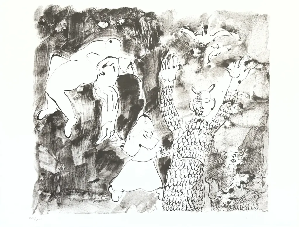 Mephistos Triumph- (Zyklus "Der Urfaust") - (Lithografie / 2003, num. u. signiertes Blatt, Auflage: 75 Ex.)