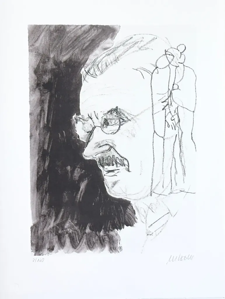 Bildnis Thomas Mann - In Gedanken - (Lithographie / signiertes Blatt "épreuves d’artiste"- Druck)
