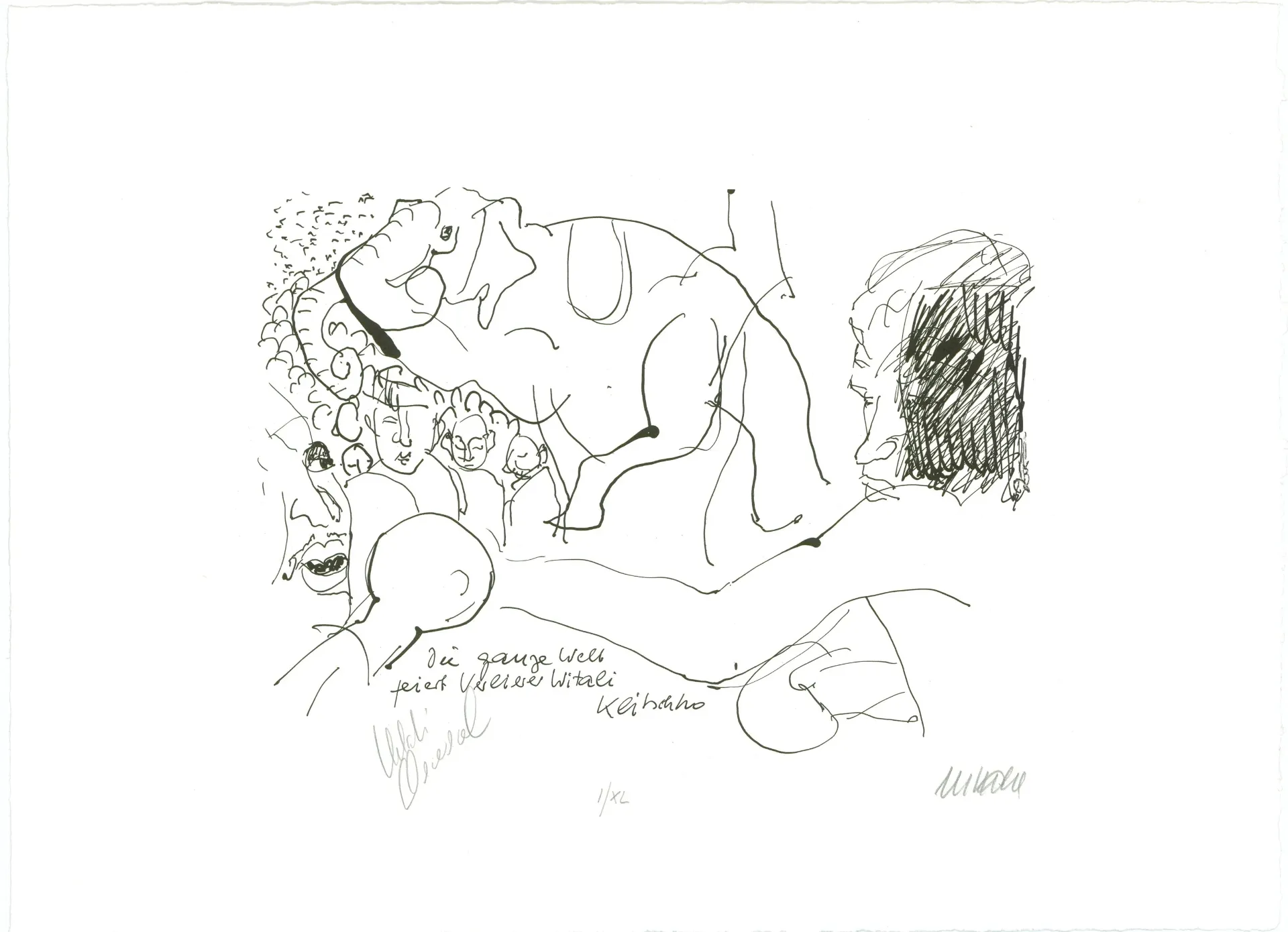 Die ganze Welt feiert Witali Klitschko - (Lithografie, handsigniert von WITALI KLITSCHKO u. ARMIN MUELLER-STAHL, num. u. signiertes Blatt, Auflage: XL)