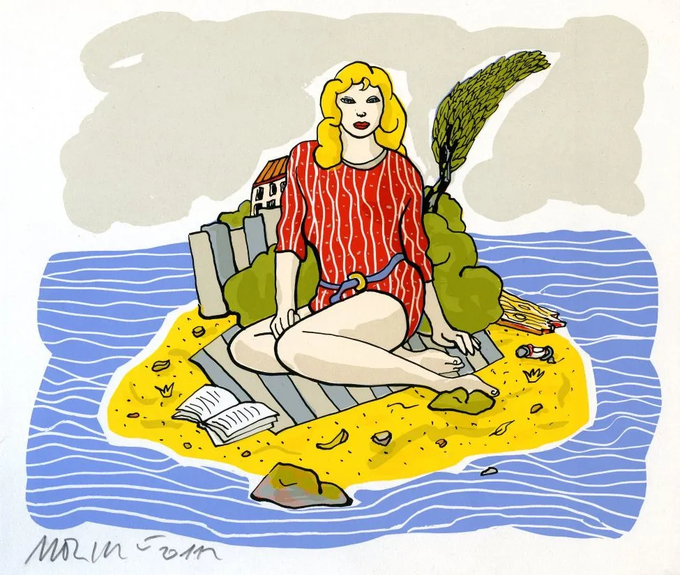 Moritz Götze (*1964): EROTISCHE FRAU - (Farbgrafik/ 2019, signiertes Blatt, "epreuves dartiste" Künstlerexemplar)