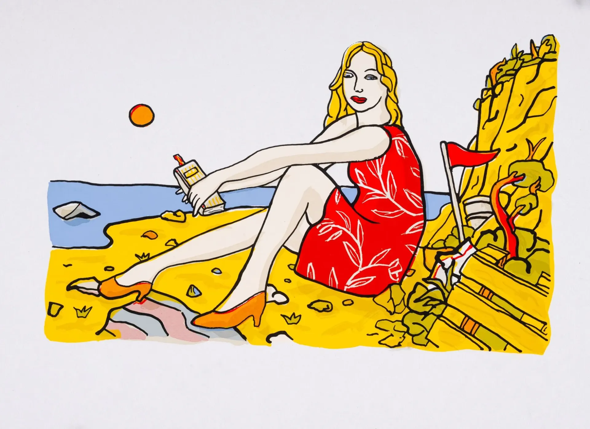 Moritz Götze (*1964): Am Steilufer - (Farbgrafik/ 2012, signiertes Blatt, "epreuves d'artiste" Künstlerexemplar)
