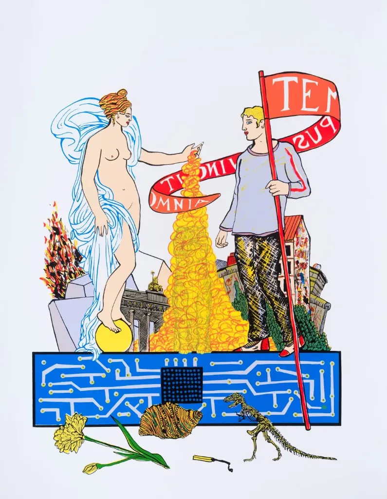 Moritz Götze (*1964): Tempus vincit omnia - 2026 (Farbgrafik, num. u. signiertes Blatt, Auflage: 50 Ex.)