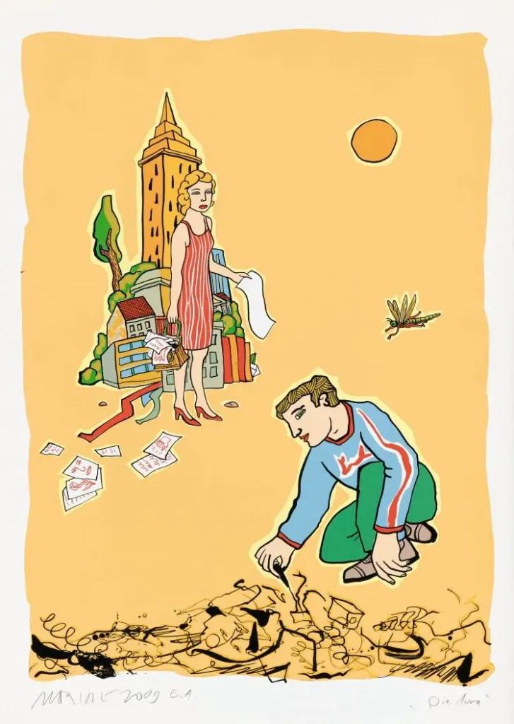 Moritz Götze (*1964):  Die Aura - (Farbgrafik / 2009, num. u. signiertes Blatt, Auflage: 50 Ex.)