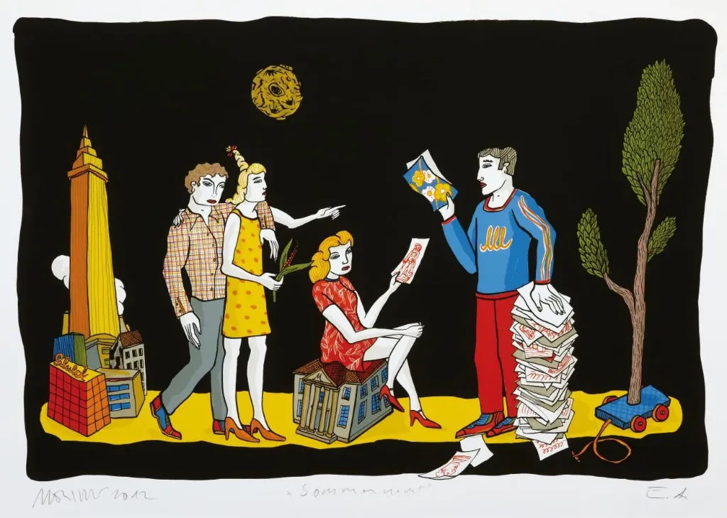 Moritz Götze (*1964): Sommernacht (Farbgrafik / 2012, num. u. signiertes Blatt, Auflage: 50 Ex.)
