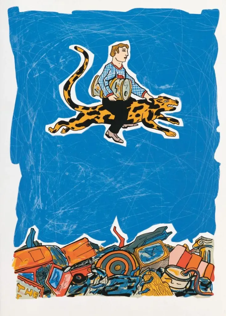Moritz Götze (*1964): Für Öl mache ich alles - (Farbgrafik / 2009, num. u. signiertes Blatt, Auflage: 50 Ex.)