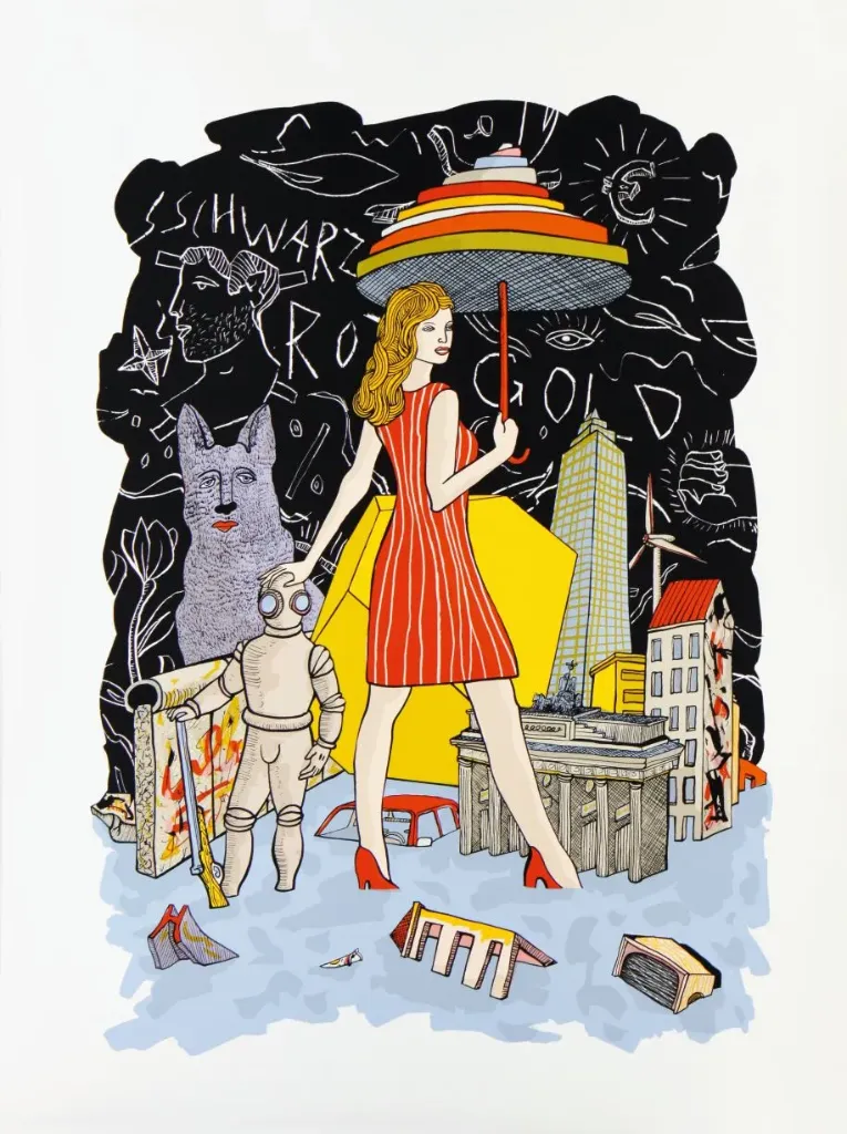 Moritz Götze (*1964):  Schwarz Rot Gold - (Farbgrafik / 2015, signiertes Blatt, "epreuves d'artiste"-Exemplar)