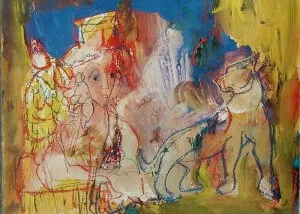 Menschheitszirkus - (Farblithographie / 2008, num. u. signiertes Blatt, Auflage: 120 Ex., zus. LX-Ex.)