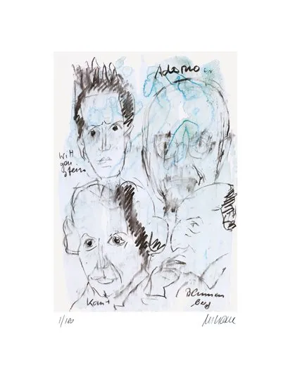 Adorno, Wittgenstein, Kant, Blumenberg. - (Giclée-Print / 2015, num. u. signiertes Blatt, Auflage 180 Ex.)