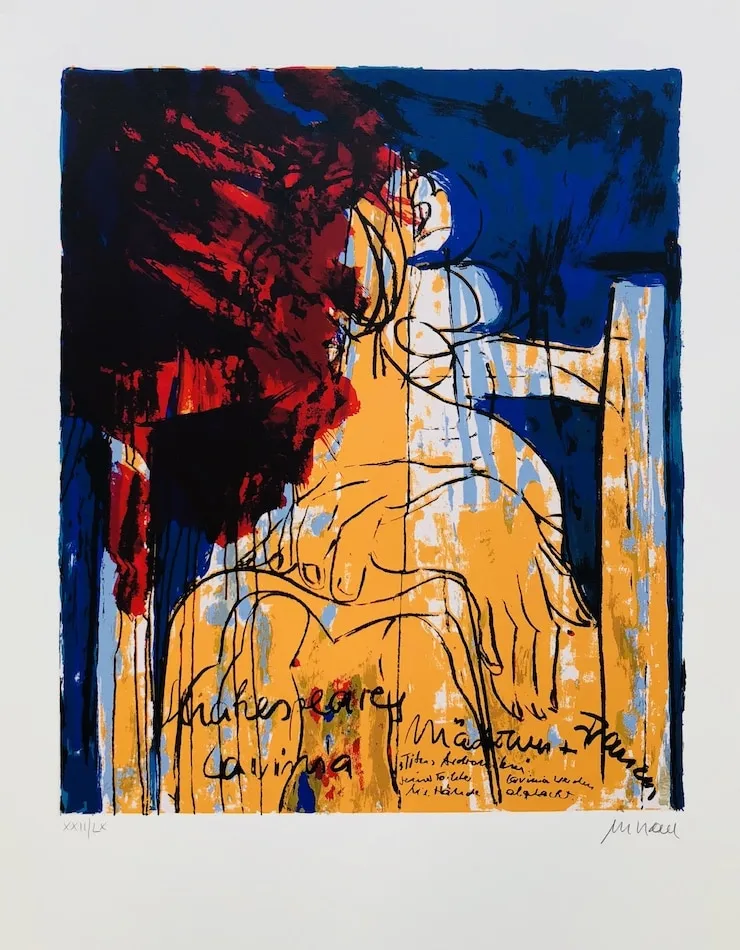 Lavinia – Titus Andronicus - (Zyklus: "Shakespeares Mädchen und Frauen") (Siebdruck in neun Farben / 2018, num. u. signiertes Blatt, Auflage: 180 Ex.)