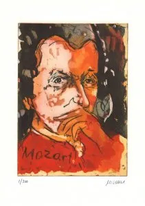 Wolfgang Amadeus Mozart - (Farbradierung / 2016, num. u. signiertes Blatt, Auflage: 200 Ex.)