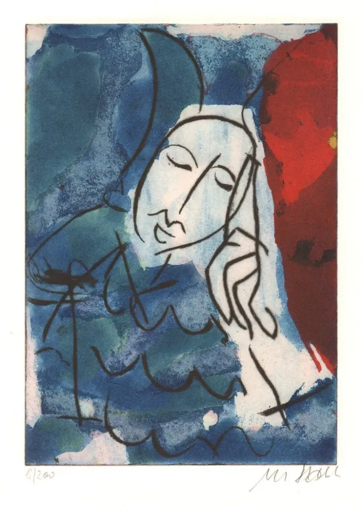 la luna, il mare - (Farbradierung / 2016, num. u. signiertes Blatt, Auflage: 200 Ex.)