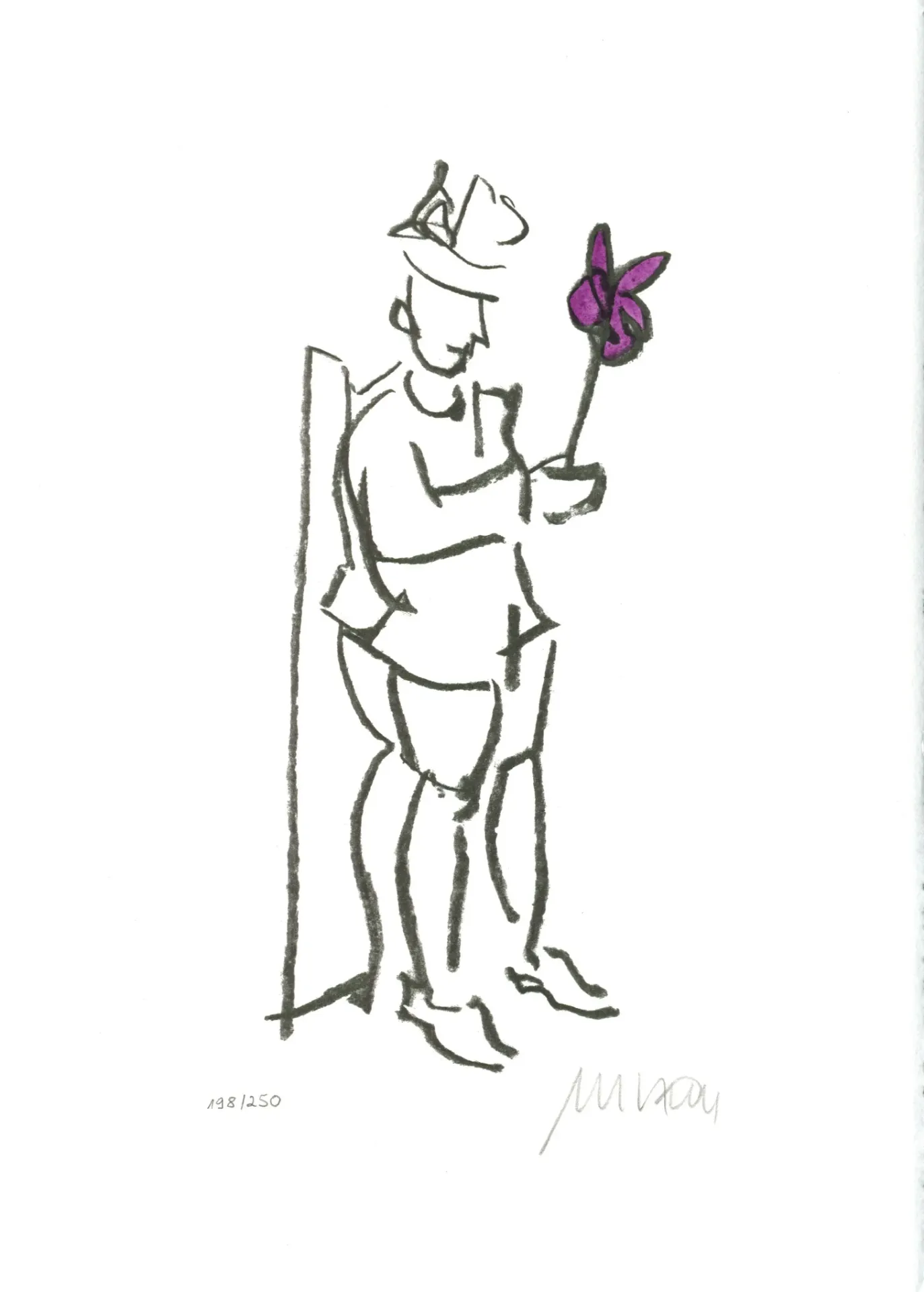KOMPLIMENT - (Lithographie, handcoloriert in VIOLETT/ 2013, num. u. signiertes Blatt, Auflage: 250)