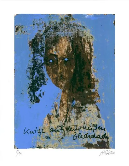 Die Katze auf dem heißen Blechdach - (Siebdruck in zehn Farben / 2016, num. u. signiertes Blatt, Auflage: 180 Ex.)