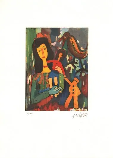 Mädchen mit Puppe - (Farbradierung und Aquatinta / 2017, num. u. signiertes Blatt, Auflage: 200 Ex.)