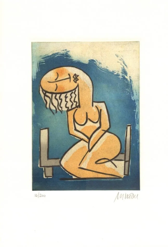 Sonnenbad - (Farbradierung / 2017, num. u. signiertes Blatt, Auflage: 200 Ex.)