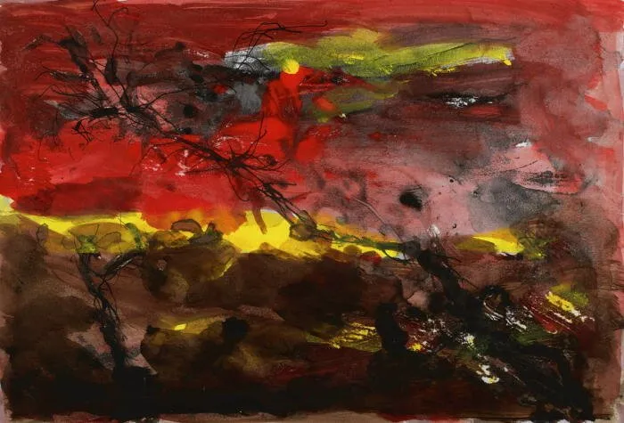 Baumlandschaft II. - (Farblithographie / 2009, num. u. signiertes Blatt, Auflage:180 Ex.)