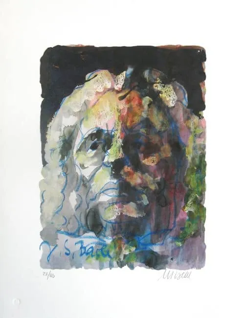 Johann Sebastian Bach - (Farblithographie / 2014, num. u. signiertes Blatt, Auflage: 180 Ex.)