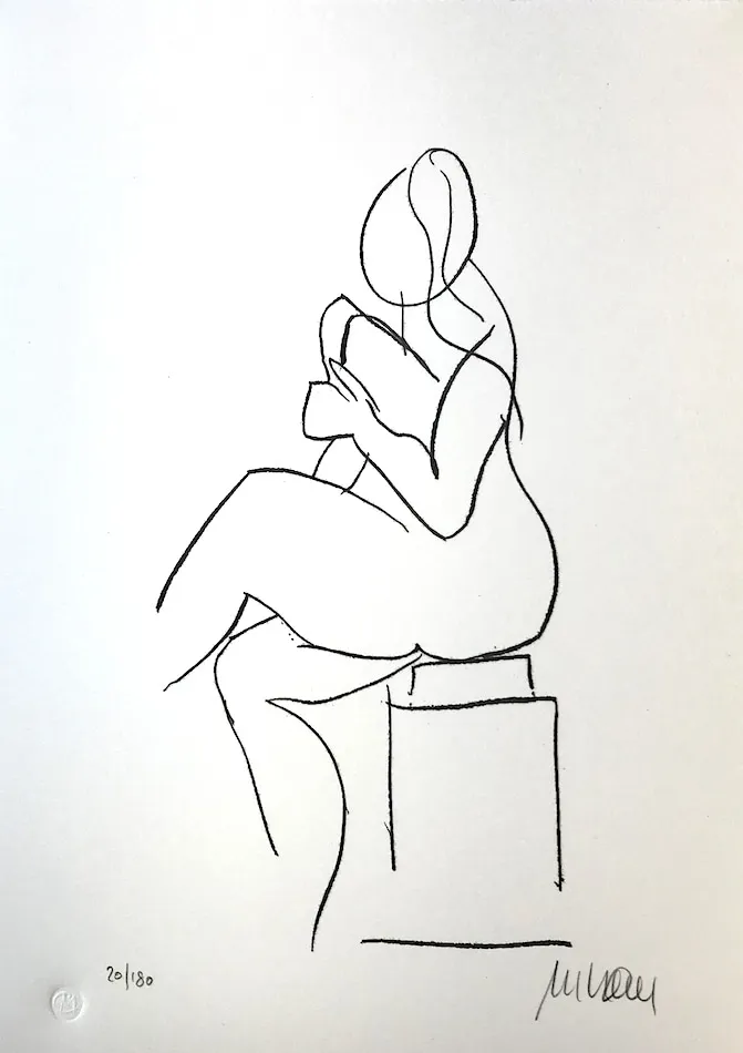 Sitzende - (Lithographie / 2018, num. u. signiertes Blatt, Auflage: 180 Ex.)