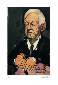Helmut Schmidt - (Farbradierung / 2020, num. u. signiertes Blatt, Auflage: 200 Ex.)
