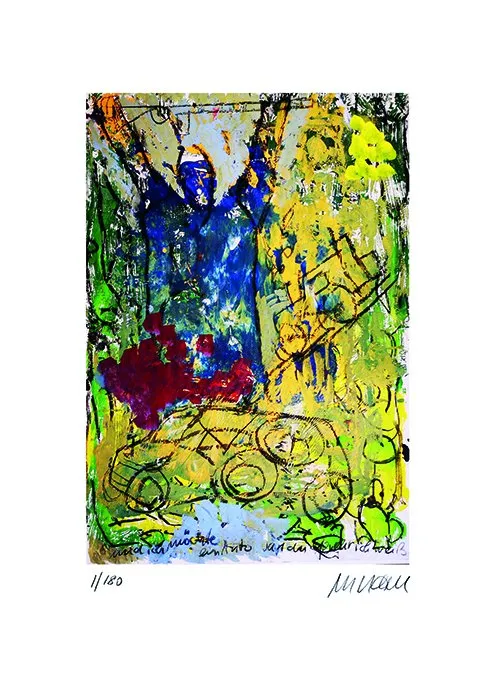 Das Schweigen der Waffen I - (Giclée-Print / 2020, num. u. signiertes Blatt, Auflage: 180 / VORZUGSAUSGABE mit Buch: Bumskanone, Rasselsäbel und Krachgewehr)