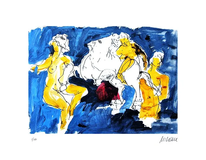 Pegasus mit Nymphen - (Giclée-Print / 2020, num. u. signiertes Blatt, Auflage: 180 Ex.)