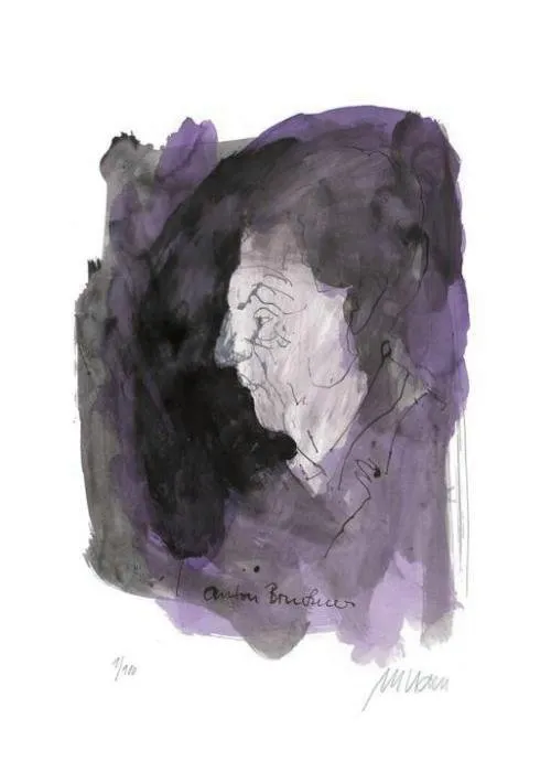 Anton Bruckner - (Farblithographie / 2013, num. u. signiertes Blatt, Auflage: 180 Ex.)