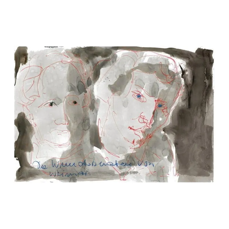 Die Wunderknaben von Weimar - Johann Wolfgang von Goethe und Friedrich Schiller (Farblithographie / 2009, num. u. signiertes Blatt, Auflage: 180 Ex.)