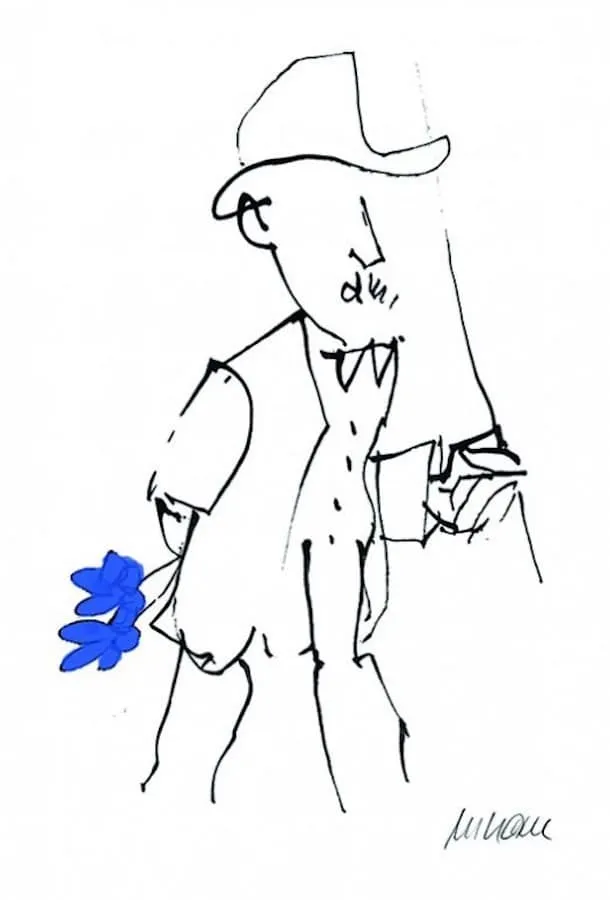 GRATULATION, handcoloriert in BLAU - (Lithographie / 2020, handsigniert, nicht nummeriert, Auflage: 300 Ex.)