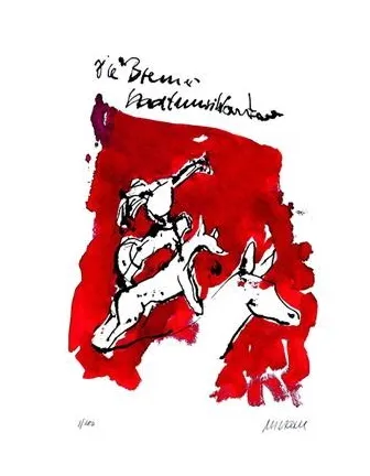 Die Bremer Stadtmusikanten - (Giclée-Print / 2021, num. u. signiertes Blatt, Auflage: 180 Ex.)