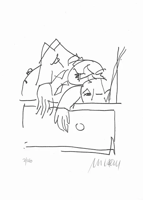 Vater mit Sohn - (Lithographie / 2021, num. u. signiertes Blatt, Auflage: 180 Ex.)