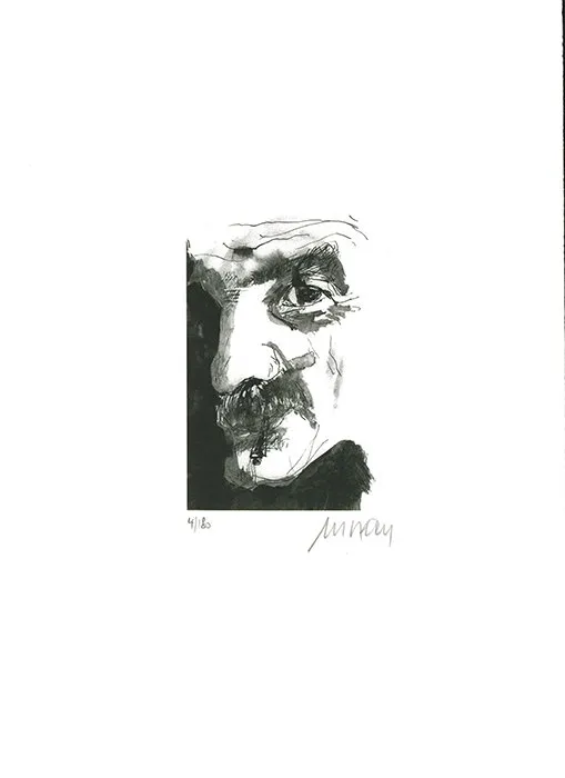 Selbst mit Zigarette - (Lithographie / 2021, num. u. signiertes Blatt, Auflage: 180 Ex.)