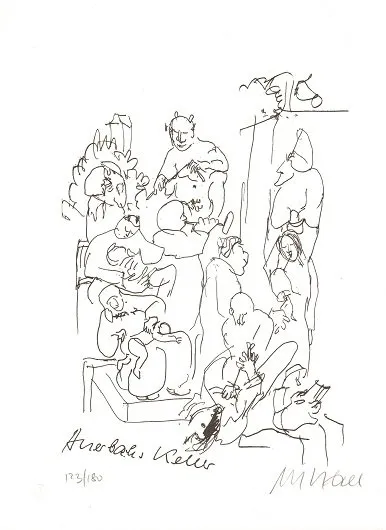 Auerbachs Keller - (Lithographie / 2017, num. u. signiertes Blatt, Auflage: 180 Ex.)