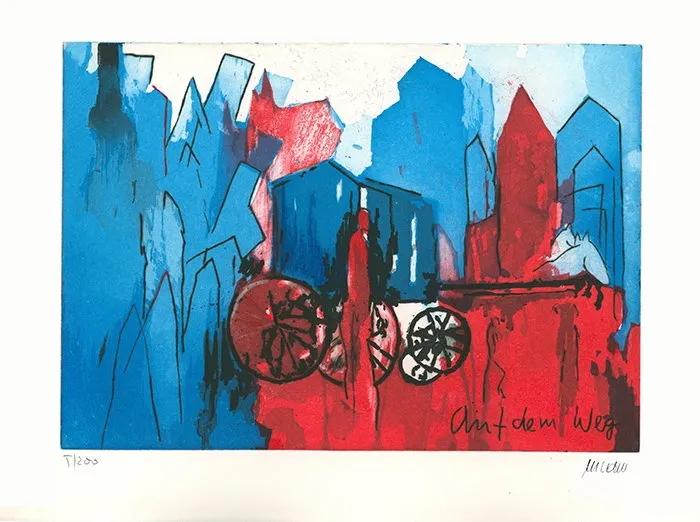 Auf dem Weg - (Farbradierung / 2021, num. u. signiertes Blatt, Auflage: 200 Ex.)