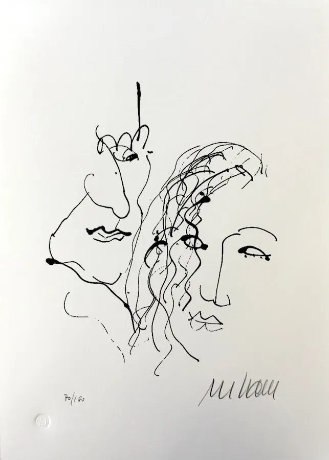 Orpheus und Eurydike - Vorzugsgrafik mit Buch "Venice - Ein amerikanischer Traum" (Lithographie / 2015, num. u. signiertes Blatt, Auflage: 180 Ex.)