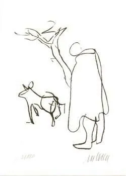 Herr und Hund - (Lithographie + BUCH: Venice - Ein amerikanischer Traum / 2015, num. u. signiertes Blatt, Auflage: 180  Ex.)