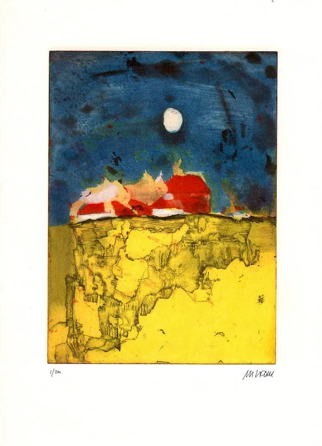 Rapsfeld in Blüte - (Farbradierung / 2016, num. u. signiertes Blatt, Auflage: 200 Ex.)