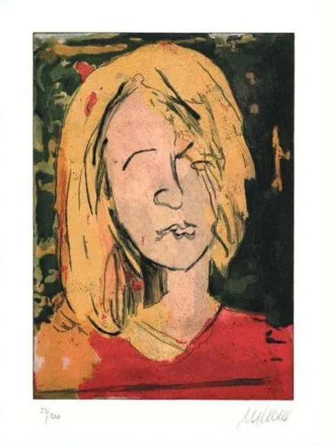 Sommermädchen - Vorzugsgrafik mit Buch „Portraits“ (Farbradierung, num. u. signiertes Blatt, Auflage: 200 Ex.)