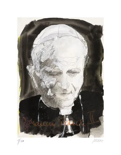 Johannes Paul II. - (Giclée-Druck, num. u. signiertes Blatt, Auflage: 120 Ex.)