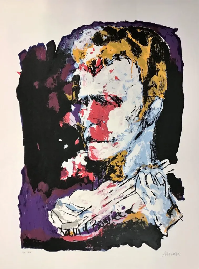 David Bowie - (Farbsiebdruck / 2017, num. u. signiertes Blatt, Auflage: 200 Ex.)