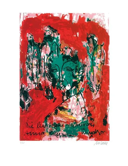 Anna Page - Die lustigen Weiber von Windsor - (Zyklus "Shakespeares Mädchen und Frauen") - (Siebdruck in acht Farben / 2018, num. u. signiertes Blatt, Auflage: 180 Ex.)
