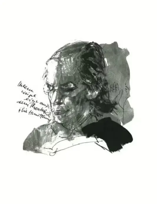 Helene Weigel in Die Ermittlung - (Lithographie / 2022, num. u. signiertes Blatt, Auflage: 180 Ex.)