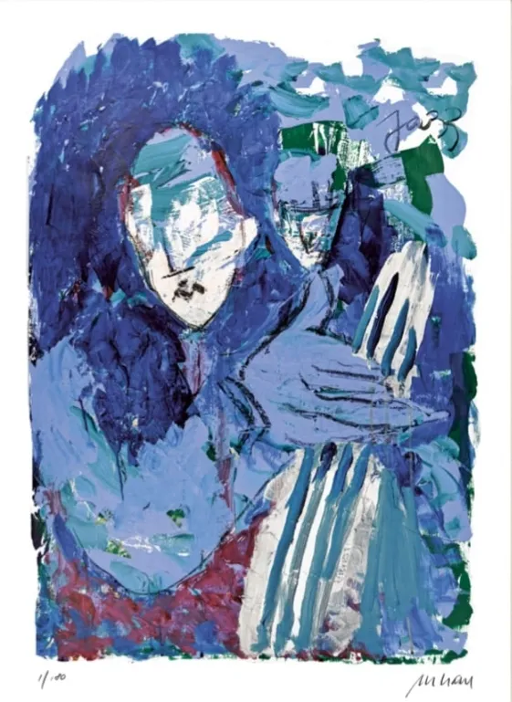 Solo in Blau - (Giclée-Print / 2023, num. u. signiertes Blatt, Auflage: 180 Ex.)