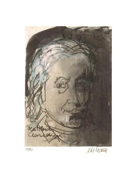 Matthias Claudius - (Farblithographie / 2015, num. u. signiertes Blatt, Auflage:  80 Ex.)