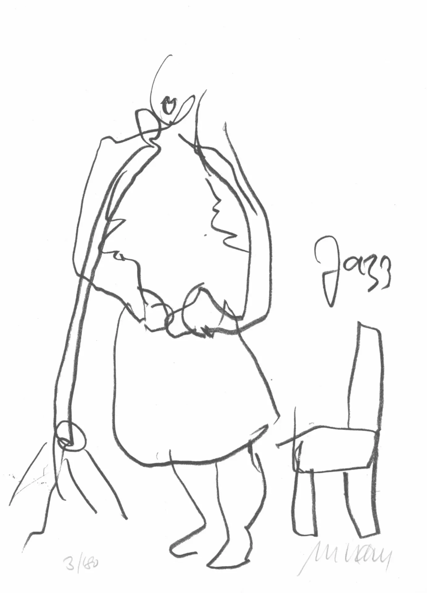 Straßenmusikerin - (Lithographie / 2021, num. u. signiertes Blatt, Auflage: 180 Ex.)