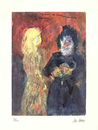 Selbst als Clown mit Geige - (Farblithographie / num. u. signiertes Blatt, Auflage 200 Ex.)